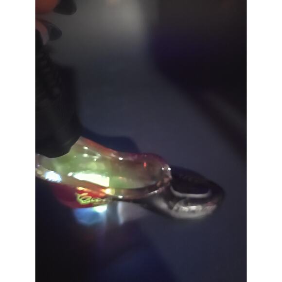 1934 Worlds Fair, Ruby Red Flash Hand Painted Clear Pressed Glass Slipper GLOWS - Picture 6 of 6